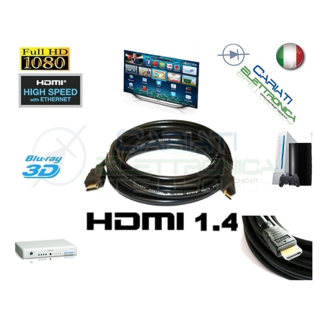10 PEZZI Cavo HDMI 1.4 1 Metro mt in RAME Tv Video Dvd Console PC BLU-RAYGenerico