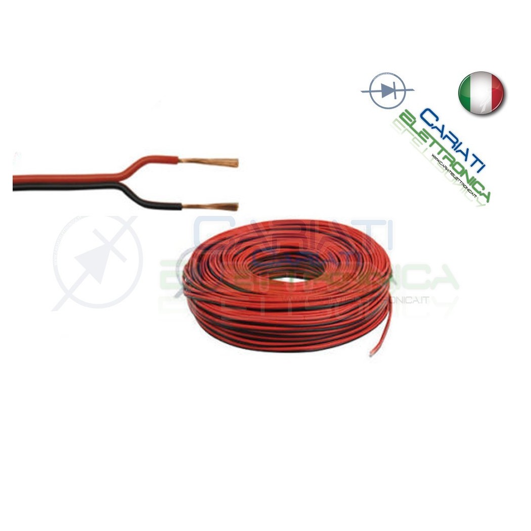 PIATTINA AUDIO ROSSO NERA PER ALTOPERLANTI ALIMENTAZIONE 2X0.50mm MATASSA 100MTGenerico