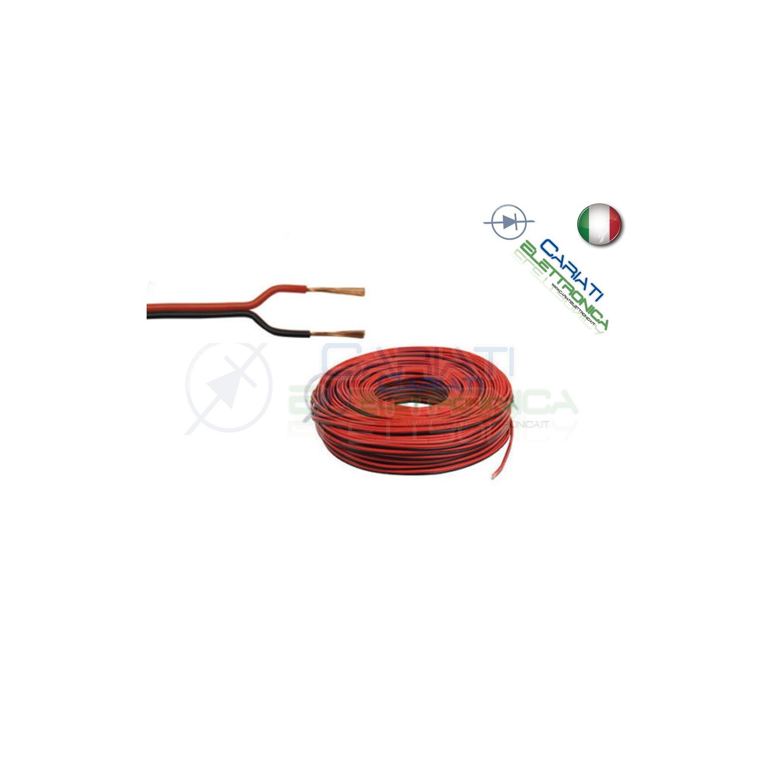 PIATTINA AUDIO ROSSO NERA PER ALTOPERLANTI ALIMENTAZIONE 2X0.75mm MATASSA 100MTGenerico