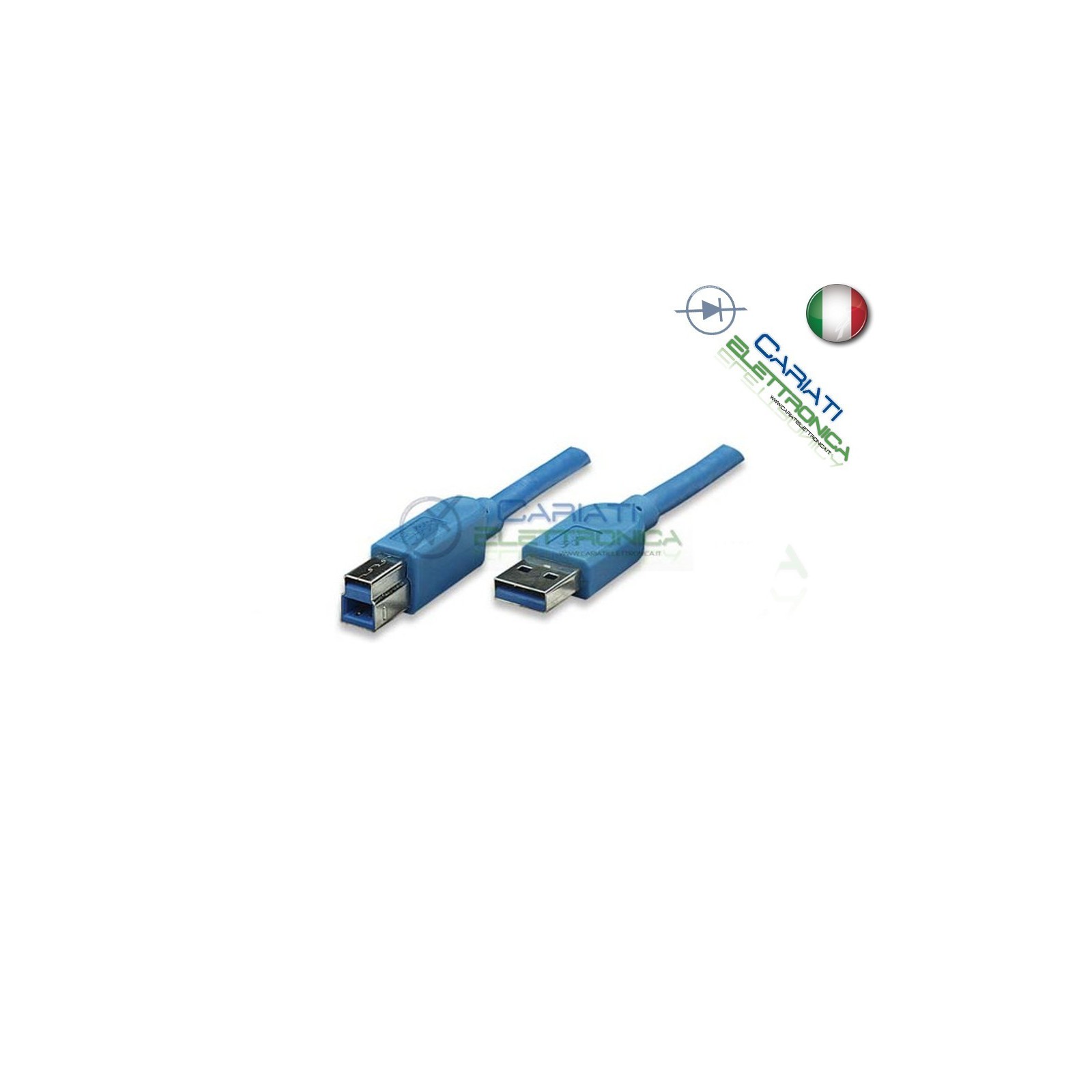 Cavo USB 3.0 tipo A B M M 3m 3 m mt blu Presa Connettore Spina MaschioGenerico