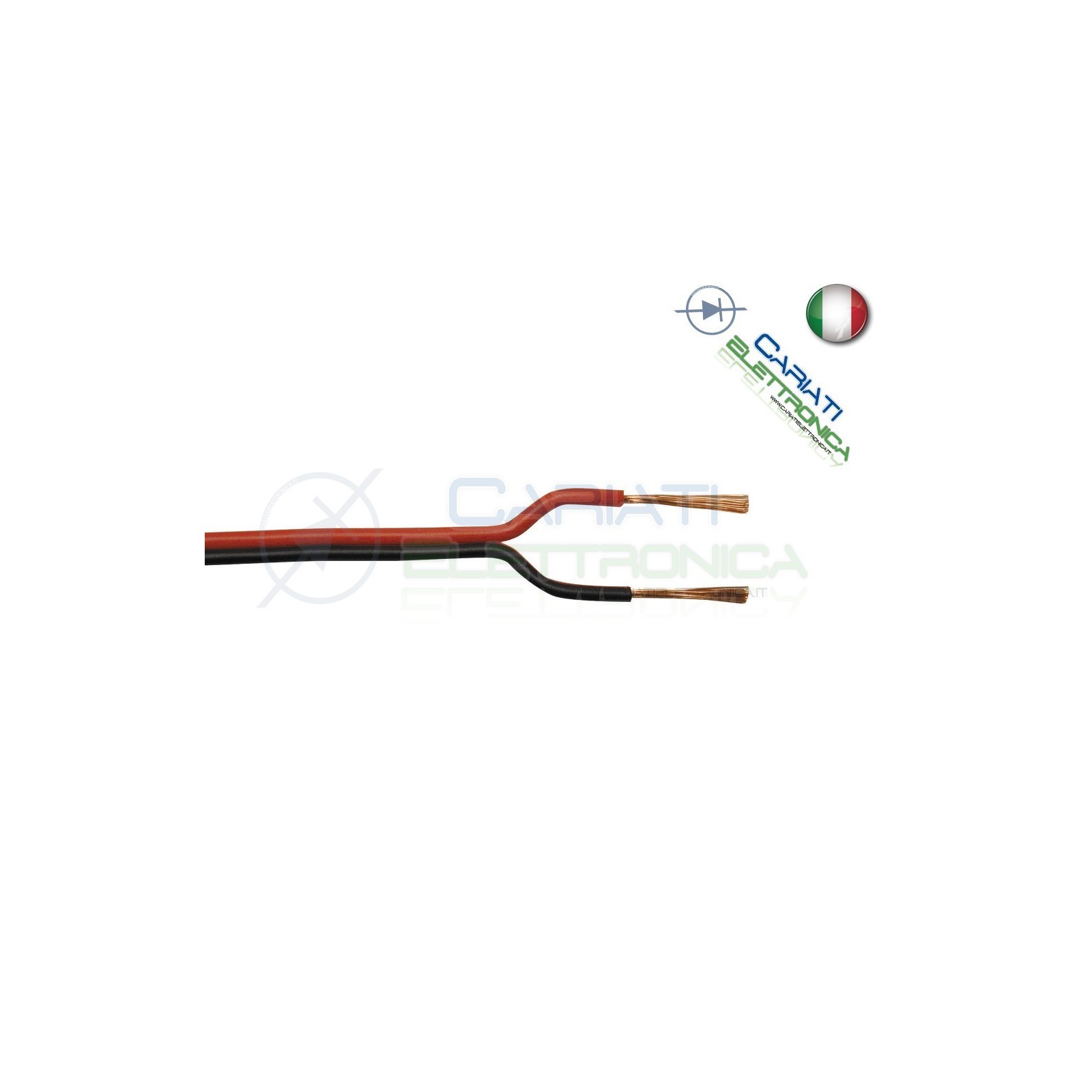 2 METRI PIATTINE 2X1 mm² ROSSO-NERE PER ALTOPARLANTI LEGA CCA