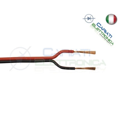 2 METRI PIATTINE 2X1 mm² ROSSO-NERE PER ALTOPARLANTI LEGA CCA