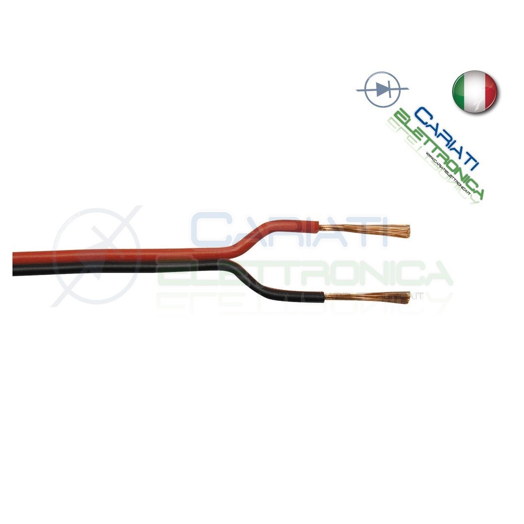 2 METRI PIATTINE 2X1 mm² ROSSO-NERE PER ALTOPARLANTI LEGA CCA