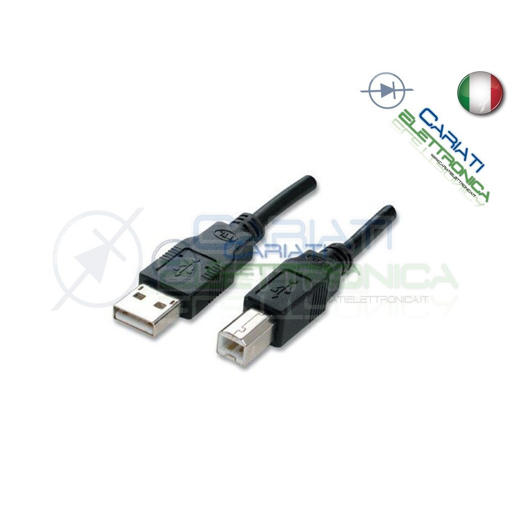 CAVO USB 2.0 AB MM per STAMPANTE MODEM SCANNER PC Presa Spina Connettore 1.8m
