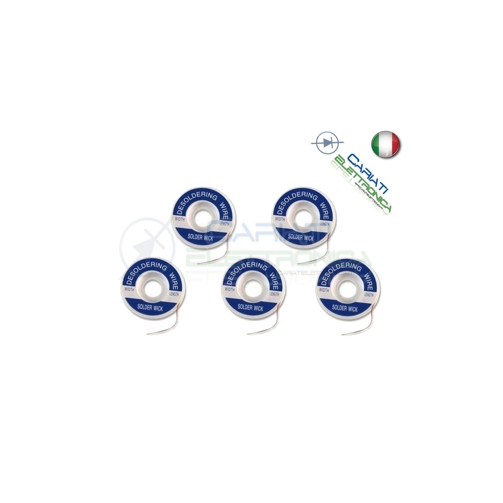 KIT TRECCIA TRECCIOLA DISSALDANTE DA 1,5mm a 3mm LUNGHEZZA 1,5m