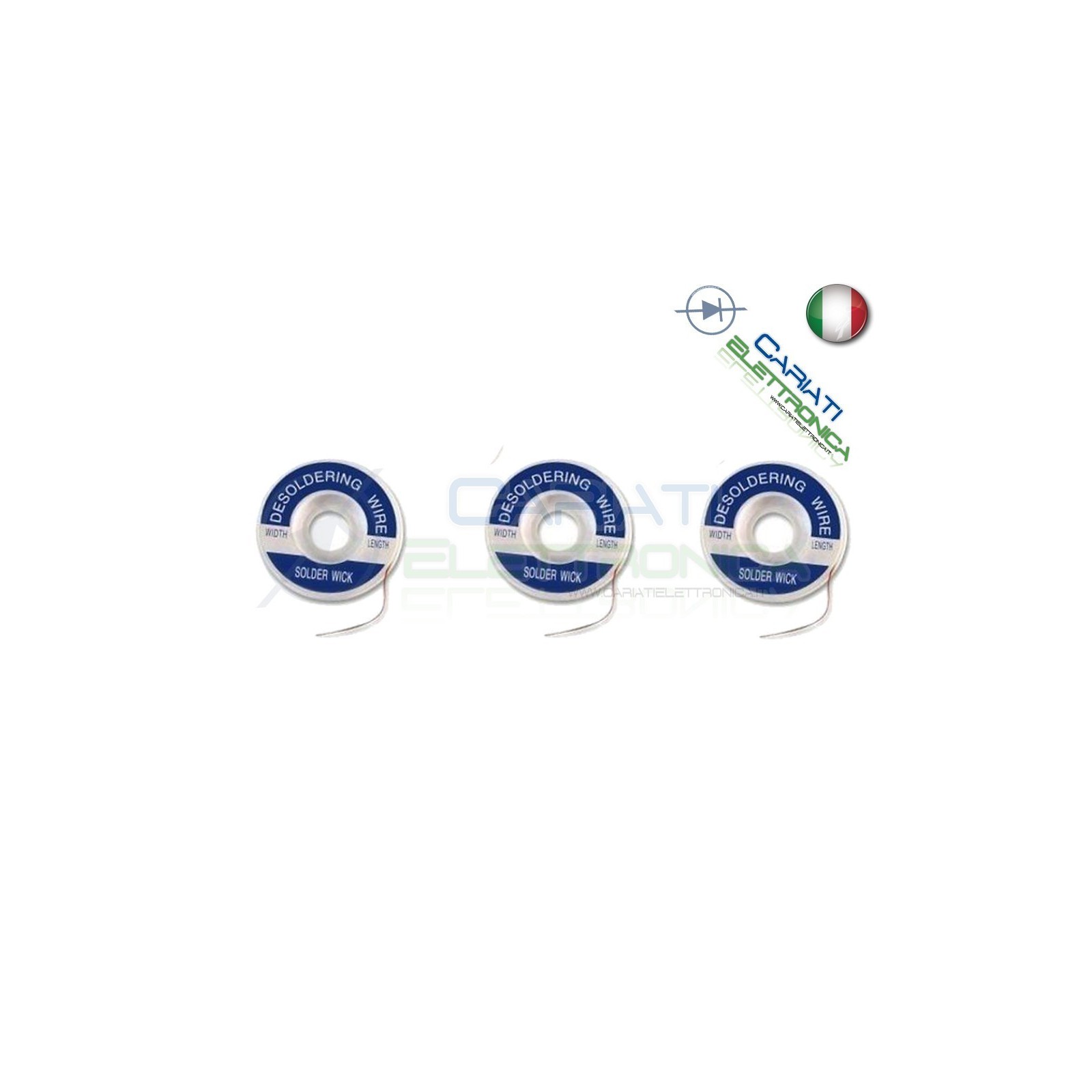KIT TRECCIA TRECCIOLA DISSALDANTE DA 1,5mm 2mm 3mm LUNGHEZZA 1,5m