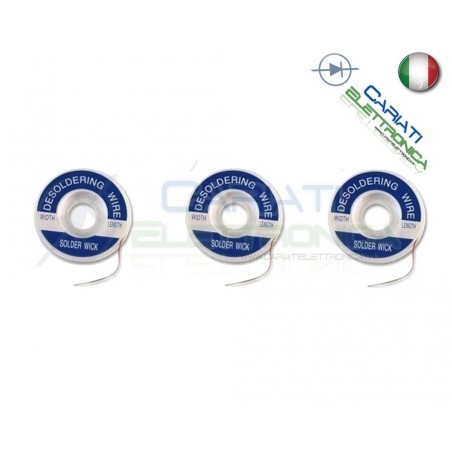 KIT TRECCIA TRECCIOLA DISSALDANTE DA 1,5mm 2mm 3mm LUNGHEZZA 1,5m