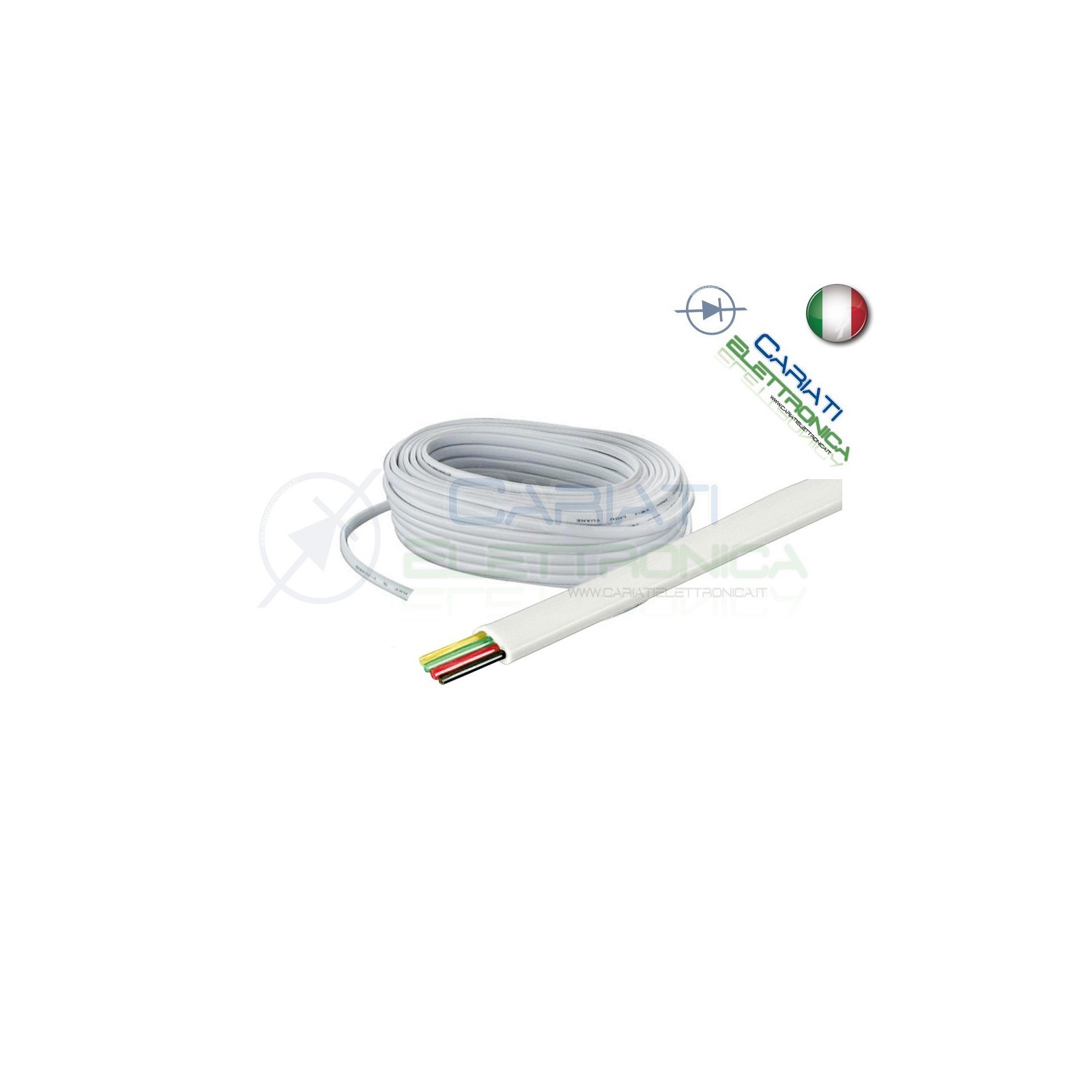 CAVO TELEFONICO FILO TELEFONO 4 POLI PIATTO BIANCO MATASSA 100 MT METRI