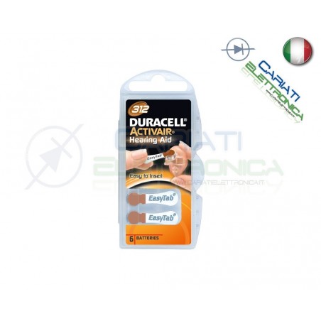 6 Pile Batterie per Apparecchi Acustici Protesi Acustiche DURACELL 312 Duracell