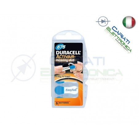 6 Pile Batterie per Apparecchi Acustici Protesi Acustiche DURACELL 675 Duracell