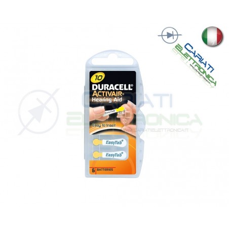 6 Pile Batterie per Apparecchi Acustici Protesi Acustiche DURACELL 10 Duracell