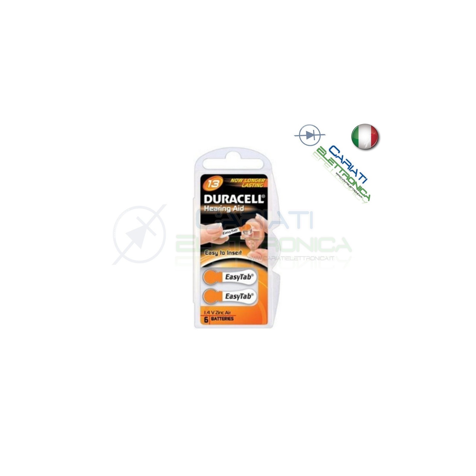 6 Pile Batterie per Apparecchi Acustici Protesi Acustiche DURACELL 13Duracell