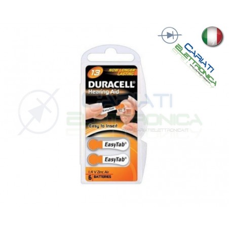 6 Pile Batterie per Apparecchi Acustici Protesi Acustiche DURACELL 13Duracell
