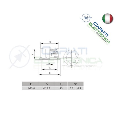 MANOPOLA POMELLO KNOB FENDER POTENZIOMETRO AUDIO ASSE 6mm D 23mmGenerico