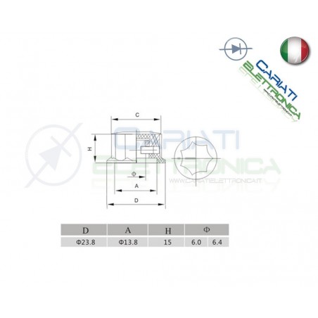 MANOPOLA POMELLO KNOB FENDER POTENZIOMETRO AUDIO ASSE 6mm D 23mmGenerico