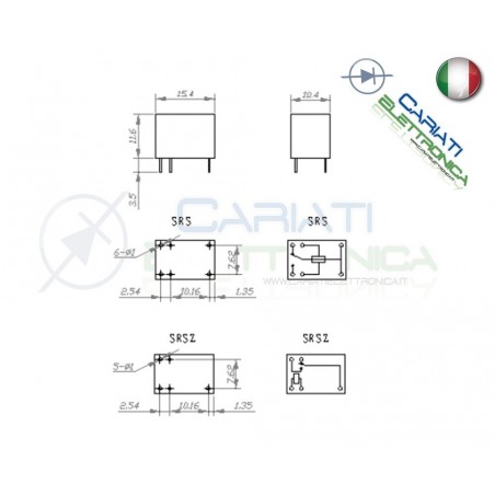 SRS-5VDC-SL Relay Relè 5V Dc 3A SRS-5VDC-SL Circuito Stampato Pcb 1 Scambio SRS