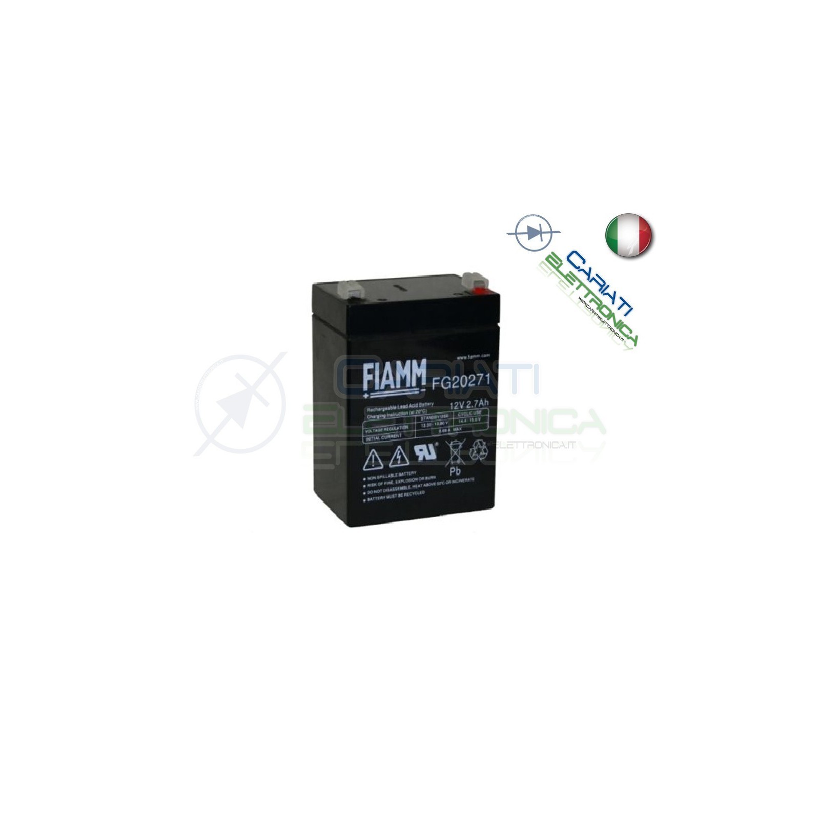 BATTERIA ERMETICA AL PIOMBO RICARICABILE FIAMM 12V 2,7Ah FG20271Fiamm