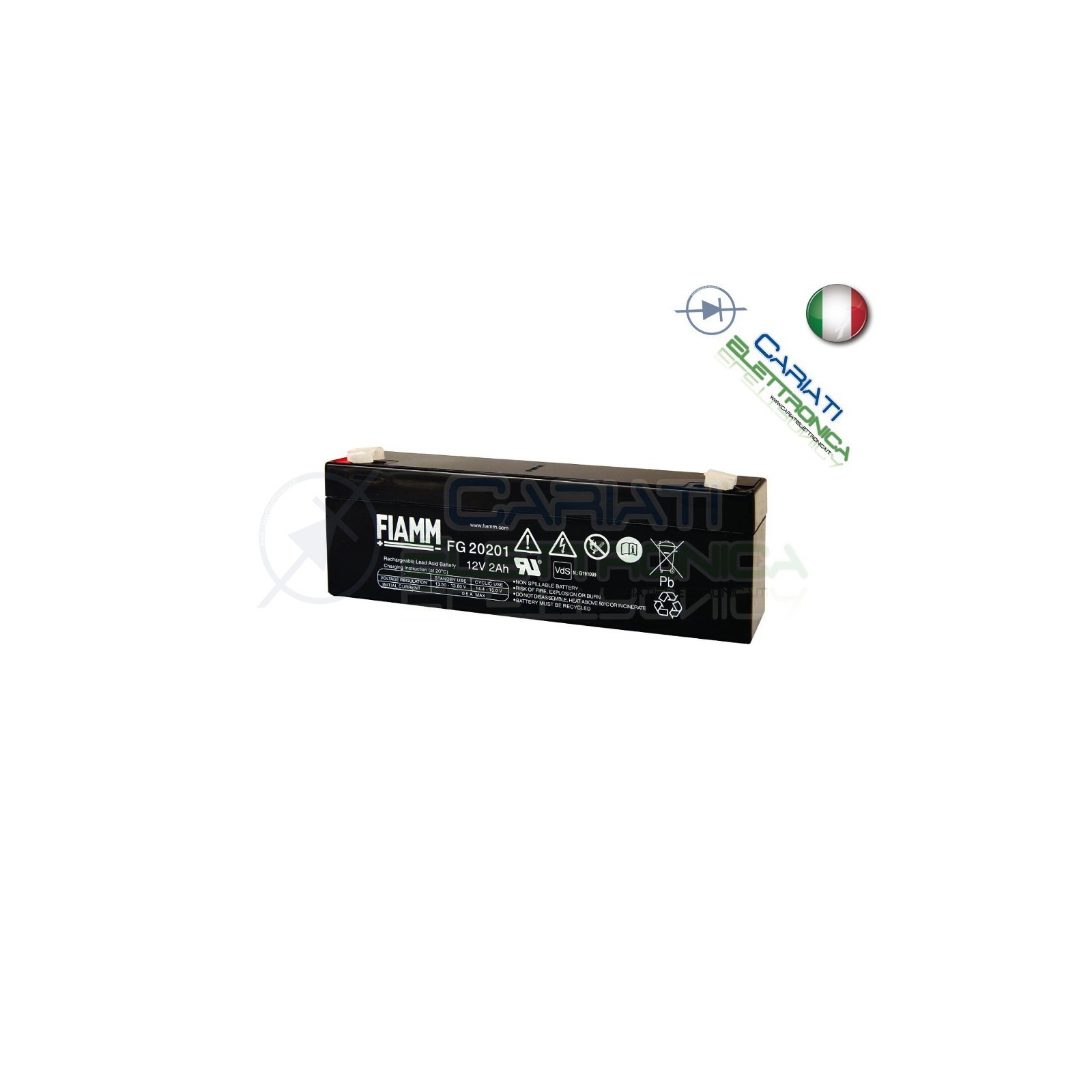 BATTERIA ERMETICA AL PIOMBO RICARICABILE FIAMM FG20201 12V 2,0AhFiamm