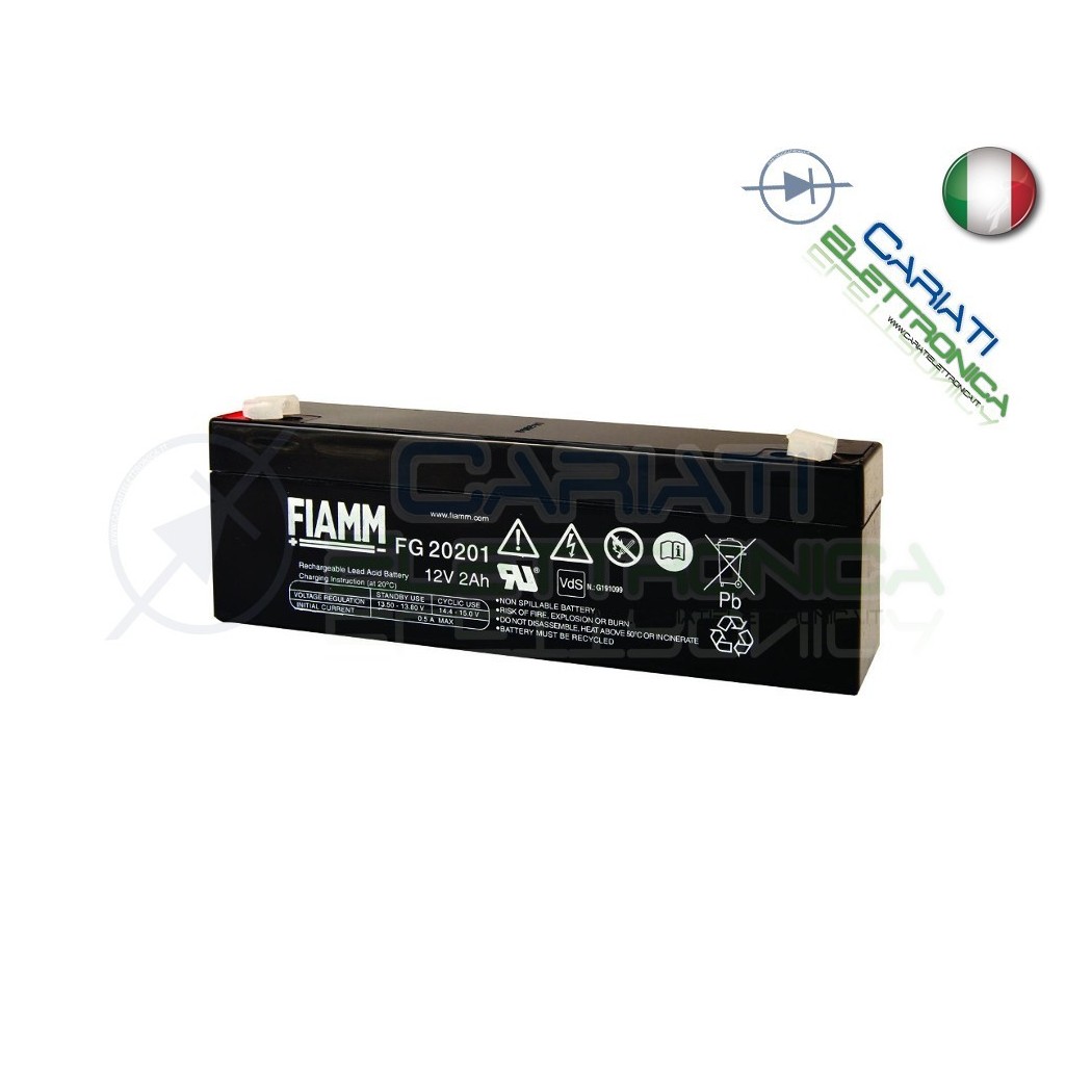 BATTERIA ERMETICA AL PIOMBO RICARICABILE FIAMM FG20201 12V 2,0AhFiamm