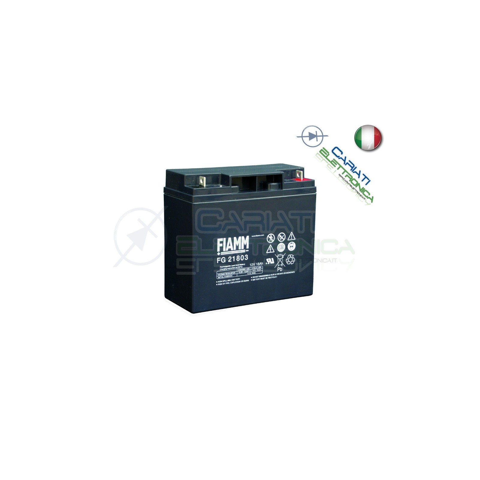 BATTERIA ERMETICA AL PIOMBO RICARICABILE FIAMM CICLICA FGC21803 12V 18AhFiamm