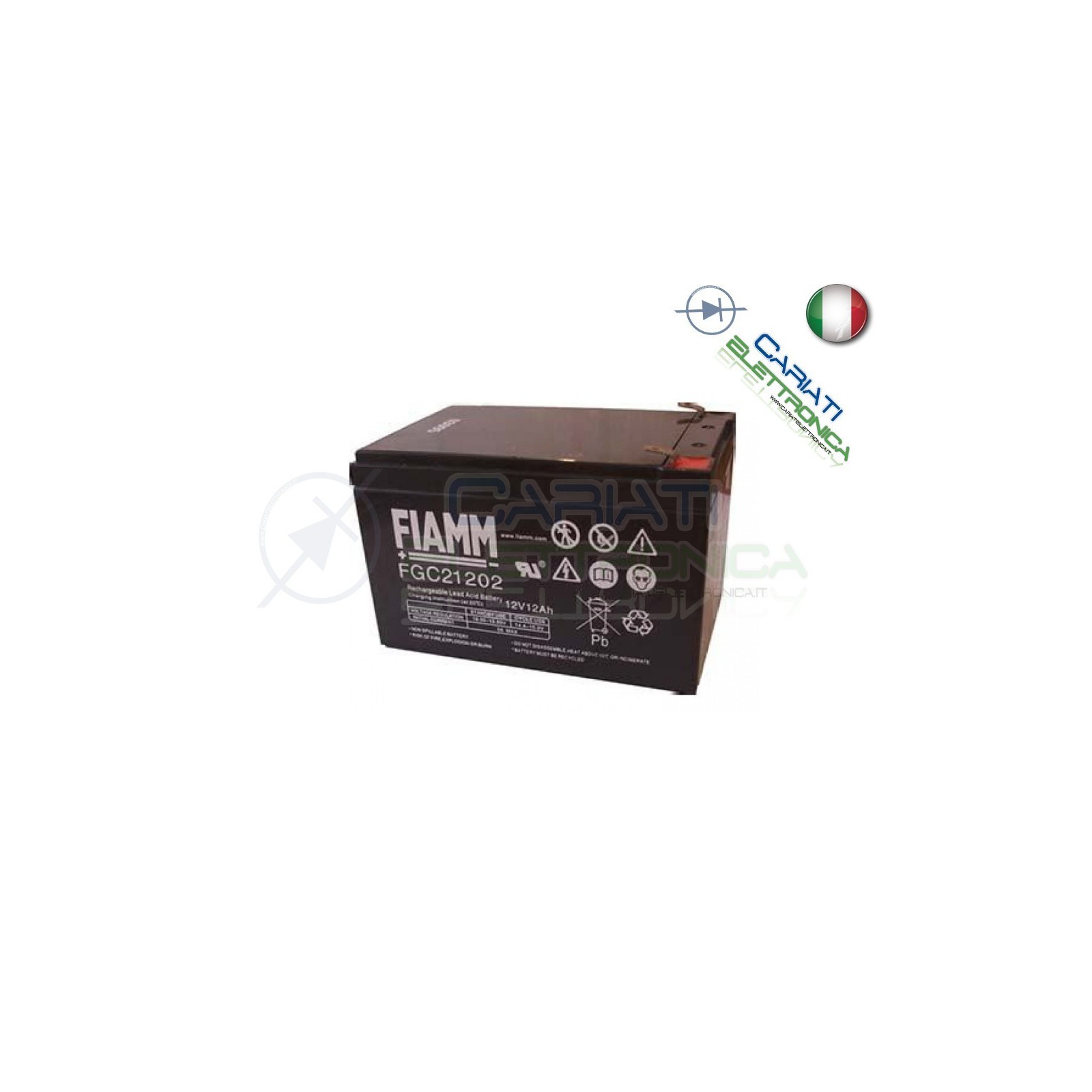 BATTERIA AL PIOMBO RICARICABILE FIAMM CICLICA FGC21202 12V 12Ah BICI ELETTRICHEFiamm