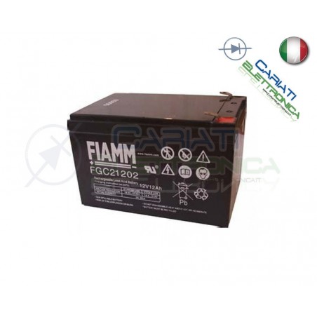 BATTERIA AL PIOMBO RICARICABILE FIAMM CICLICA FGC21202 12V 12Ah BICI ELETTRICHEFiamm