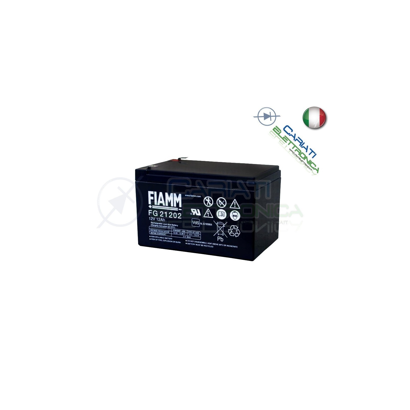 BATTERIA ERMETICA AL PIOMBO RICARICABILE FIAMM FG21202 12V 12Ah UPS ALLARMEFiamm