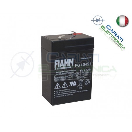 BATTERIA ERMETICA AL PIOMBO RICARICABILE FIAMM FG10451 6V 4,5AhFiamm