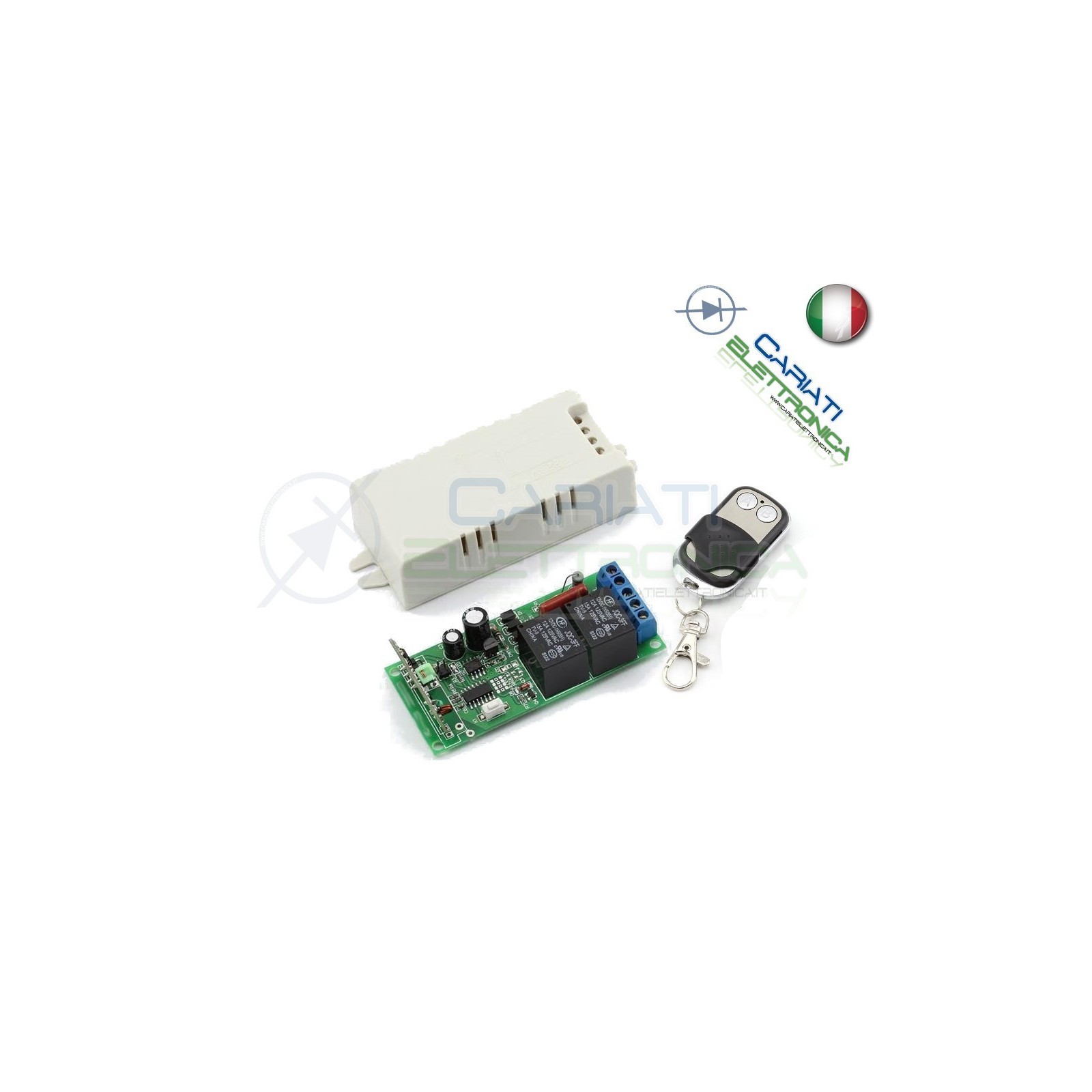Scheda Ricevente Ricevitore 230V 433 Mhz 2 Relè Canali con Telecomando