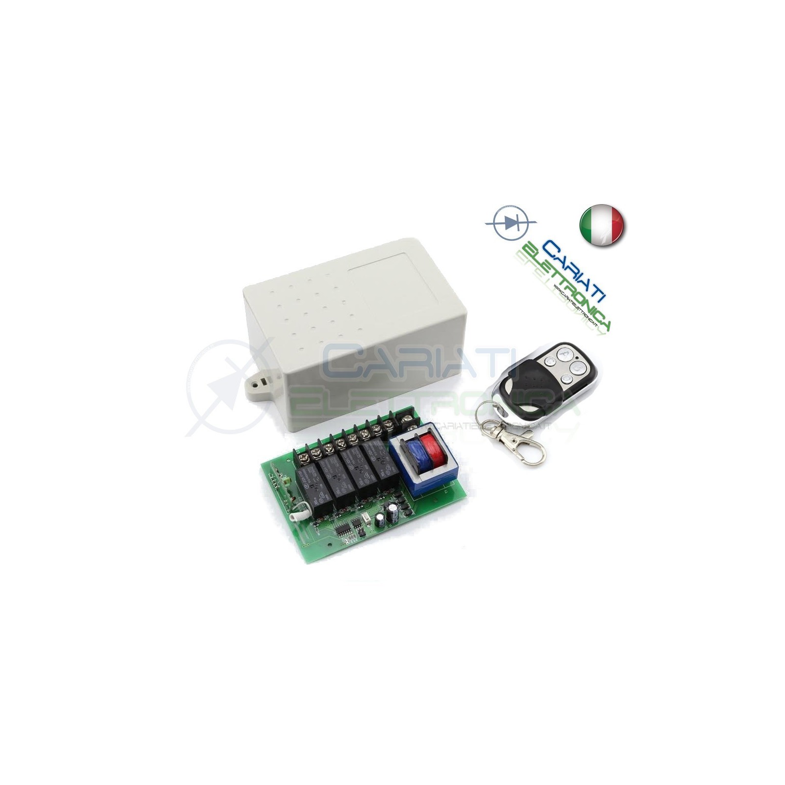 Scheda Ricevente Ricevitore 230V 433 Mhz 4 Relè Canali 15A con Telecomando