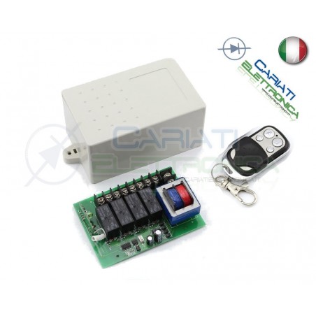 Scheda Ricevente Ricevitore 230V 433 Mhz 4 Relè Canali 15A con Telecomando