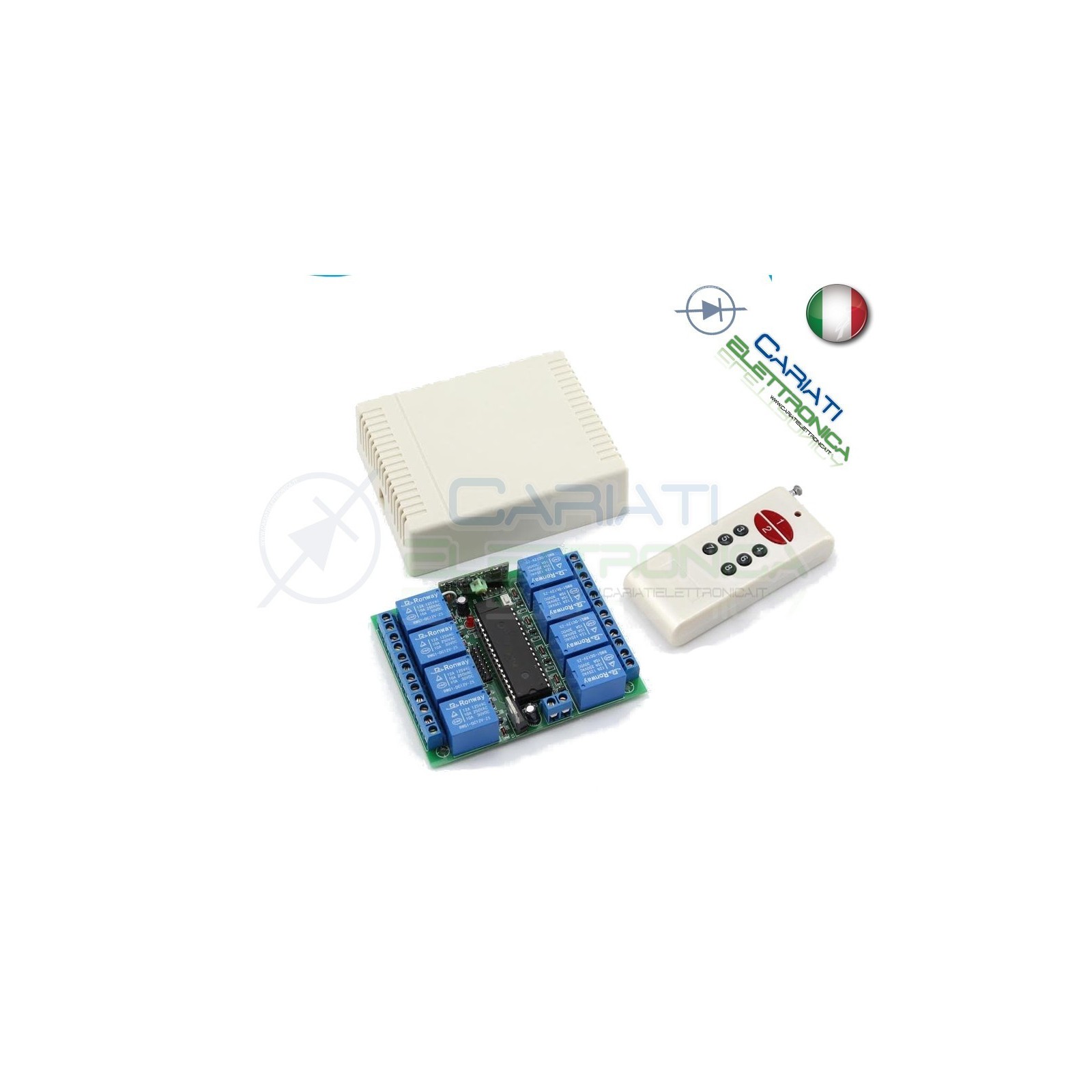 Scheda Ricevente Ricevitore 12V 433 Mhz 8 Relè Canali con Telecomando