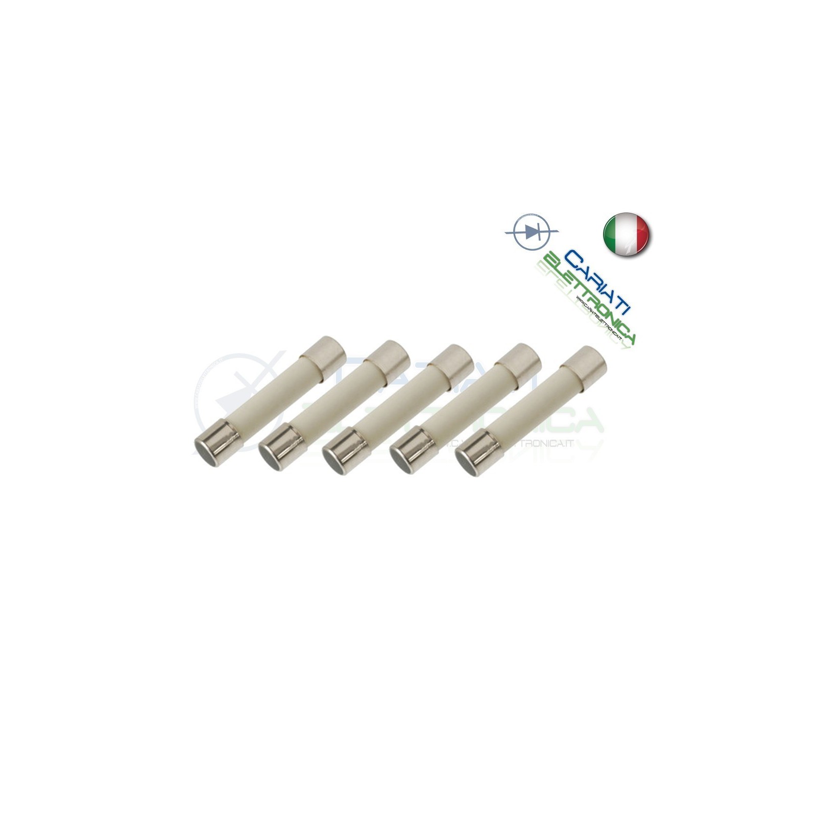 5 PEZZI FUSIBILI FUSIBILE 6X30 1A 250V CERAMICO CERAMICIGenerico