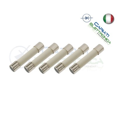 5 PEZZI FUSIBILI FUSIBILE 6X30 2A 250V CERAMICO CERAMICIGenerico
