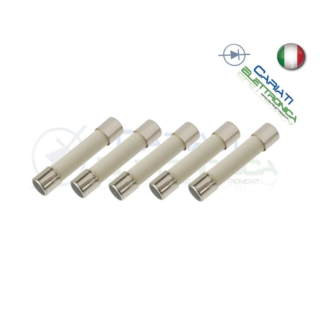 5 PEZZI FUSIBILI FUSIBILE 6X30 5A 250V CERAMICO CERAMICIGenerico