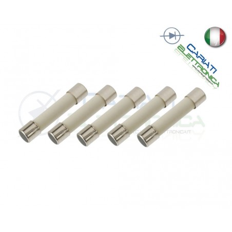 5 PEZZI FUSIBILI FUSIBILE 6X30 5A 250V CERAMICO CERAMICIGenerico