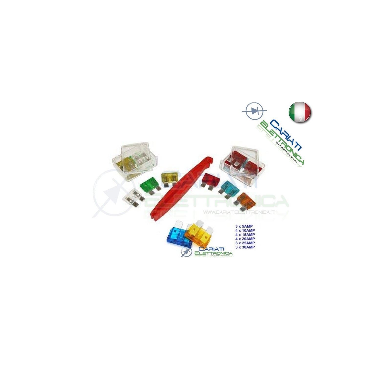 Kit di 21 Fusibili a Lama da 19mm per Auto con PinzaGenerico
