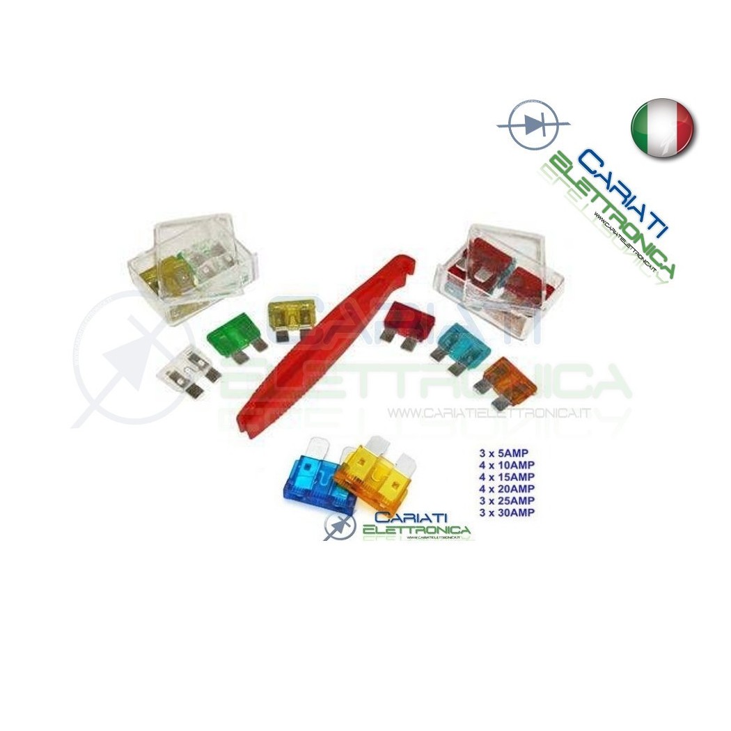 Kit di 21 Fusibili a Lama da 19mm per Auto con PinzaGenerico