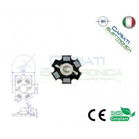 5 pz Led Power ROSSO 620nm 3W 3 Watt 90 Lumen Lm 700mA