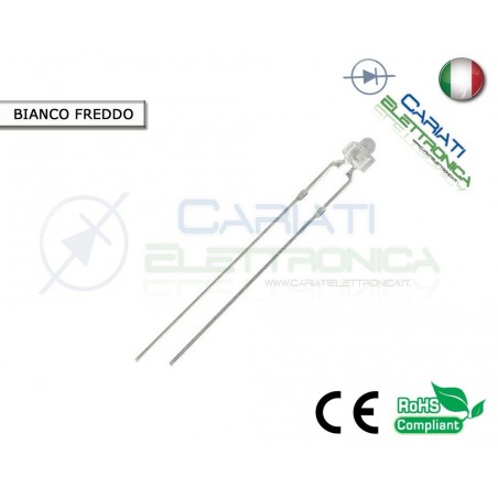 50 pz Led 1,8mm Bianchi Bianco 13000mcd Alta Luminosità