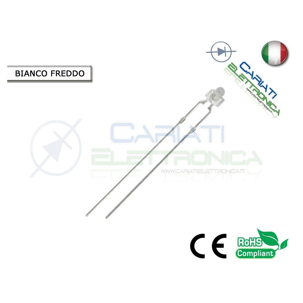 500 pz Led 1,8mm Bianchi Bianco 13000mcd Alta Luminosità
