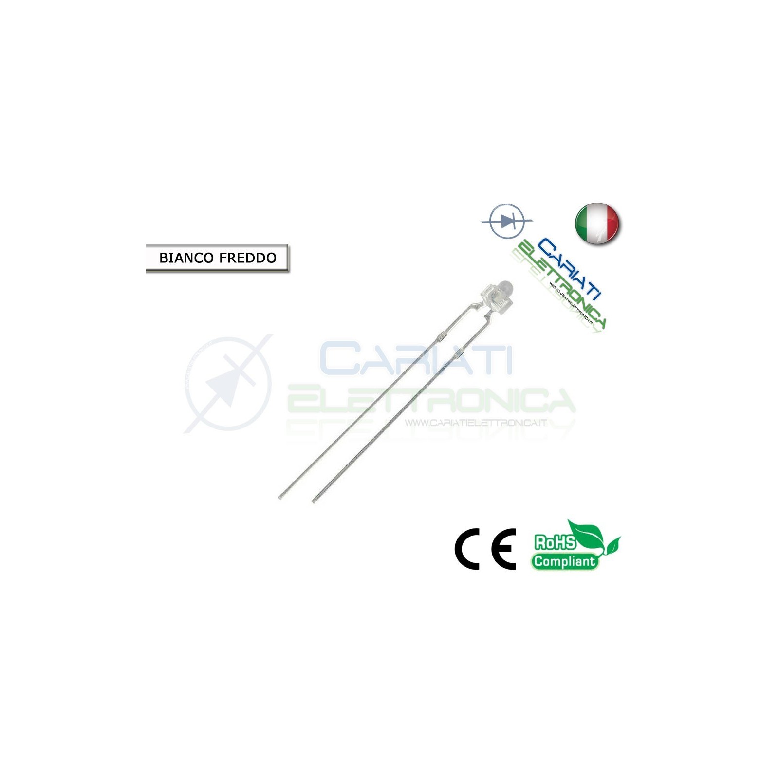 1000 pz Led 1,8mm Bianchi Bianco 13000mcd Alta Luminosità