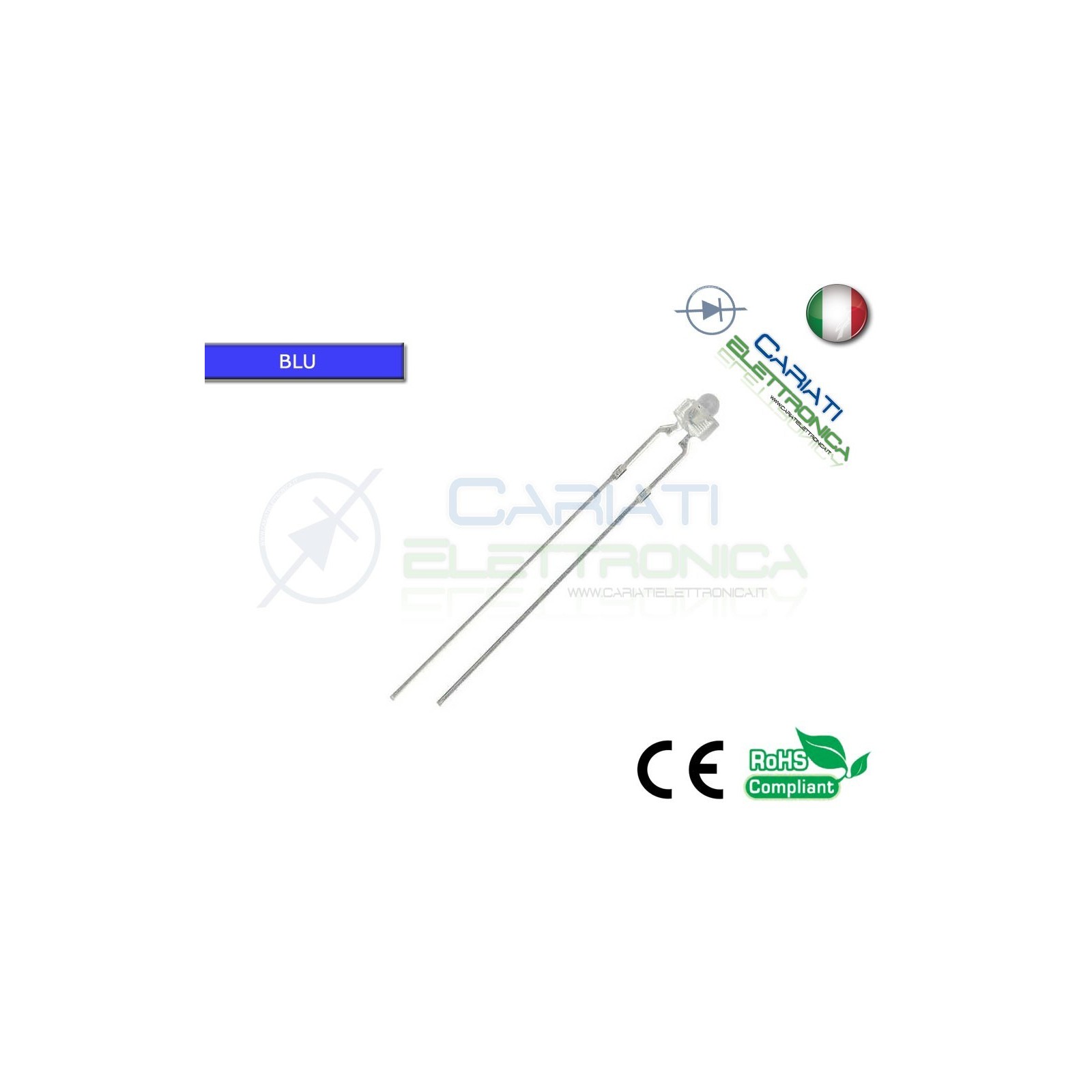 20 pz Led 1,8mm BLU 5000mcd Alta Luminosità