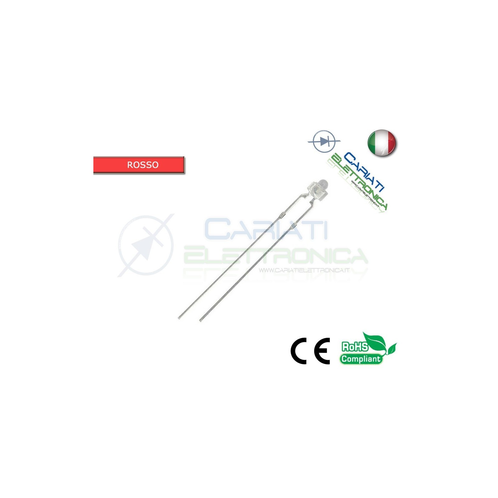 10 pz Led 1,8mm Rossi Rosso 5000mcd Alta Luminosità