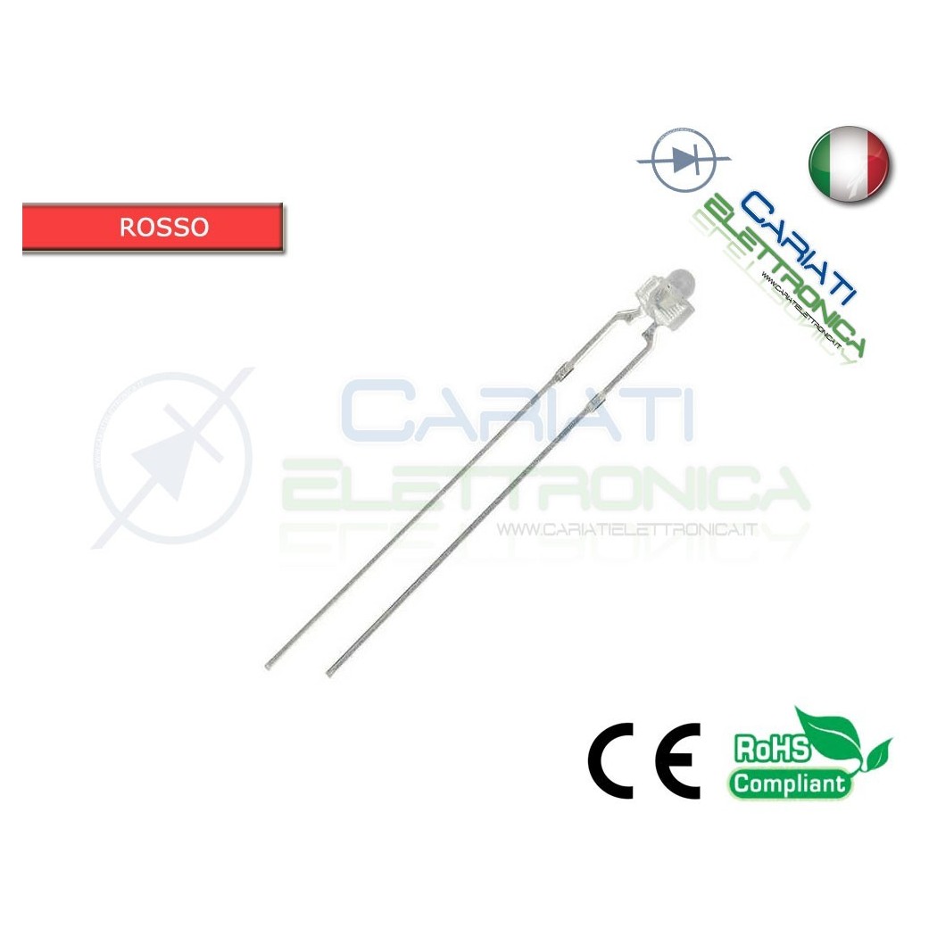10 pz Led 1,8mm Rossi Rosso 5000mcd Alta Luminosità