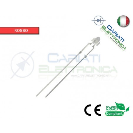 50 pz Led 1,8mm Rossi Rosso 5000mcd Alta Luminosità