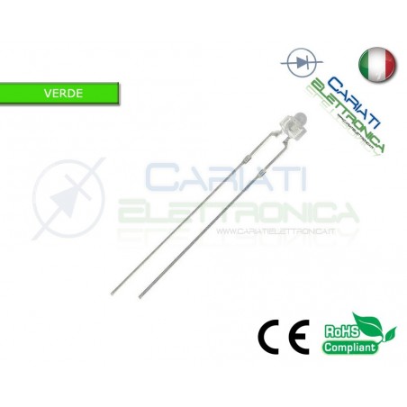 10 pz Led 1,8mm Verdi Verde 15000mcd Alta Luminosità