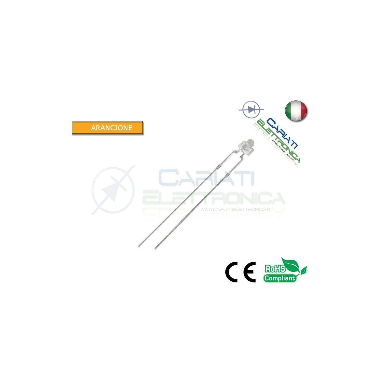 20 pz Led 1,8mm Arancioni 5000mcd Alta Luminosità
