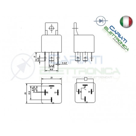Relè Relay Auto Camper Universale 4 Contatti 12v 30A 40A SLD-12VDC-1ASongle