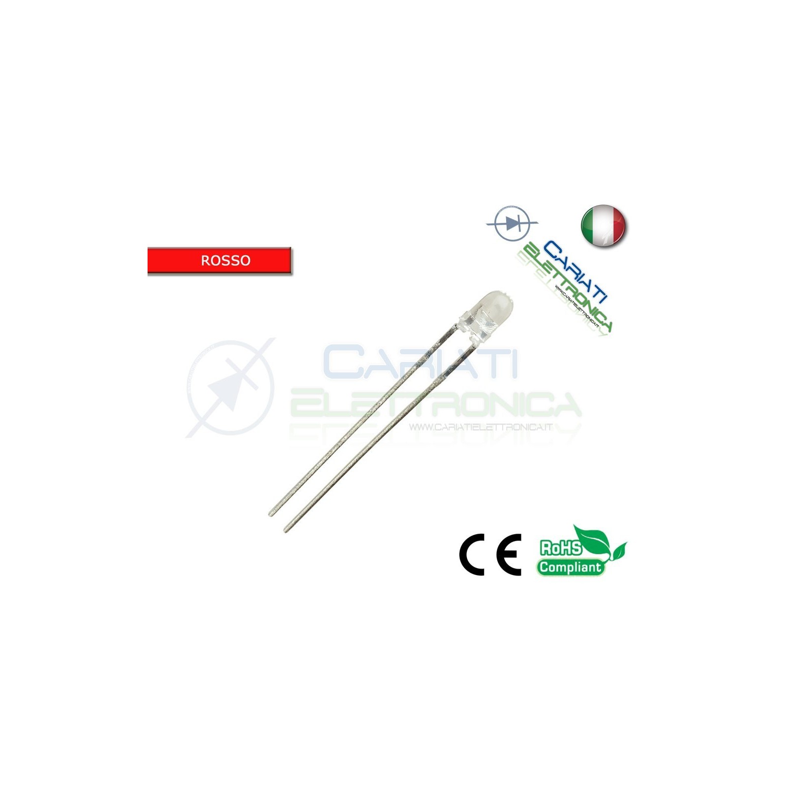 10 PZ Led 3mm Rossi Rosso 6000mcd alta luminositàGenerico